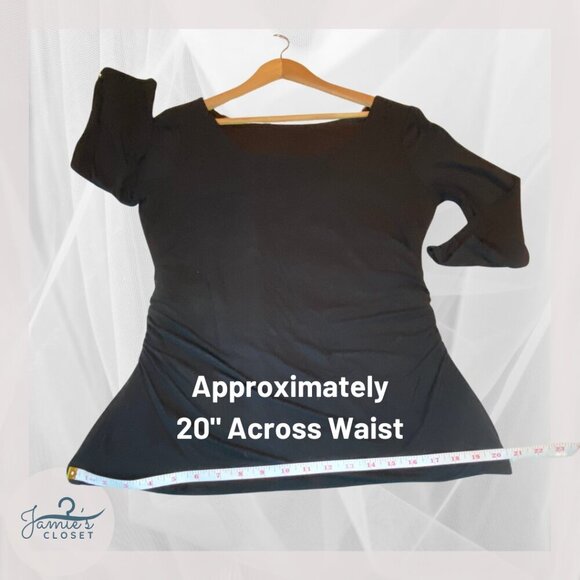 White House Black Market Black Boatneck Top | Size Large - Picture 4 of 7